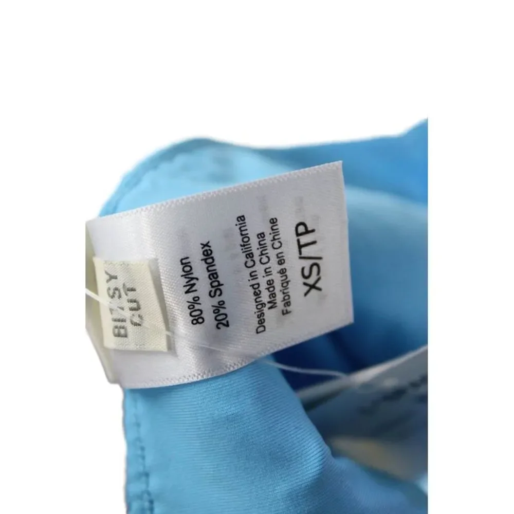 L Space Womens Textured Ruched High Waisted Bikini Bottom Blue Size XS